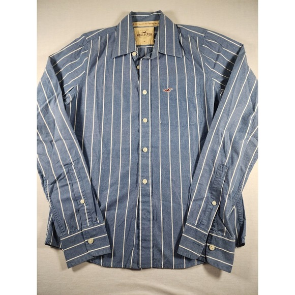 Hollister Other - Hollister California Y2k Mens Blue‎ White Stripe Button Up Long Sleeve Shirt Med